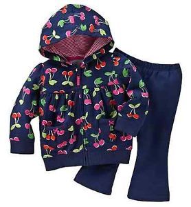 Carters Baby Girl Clothes 2 Piece Set Blue Cherries 3 6 9 12 18 24 Months
