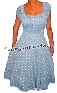 AZ3 FUNFASH Baby Powder Blue White Polka Dot Rockabilly Dress Plus Size 2X 22 24