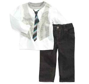Calvin Klein Designer Baby Boy Clothes Set Top Jeans Gray 12 28 24 Months