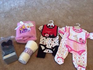 15 PC Lot of New Baby Girl Items Clothes Blankets Sock Shoes 