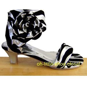 Baby Toddler Silver Black Dress Animal Prints Sandal Shoes Girl's Size 9 10 11