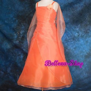 Orange Wedding Flower Girl Pageant Dress Sz 7 8 FG96S