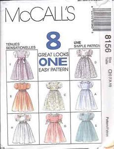 Vintage McCalls Sewing Pattern 8156 Little Girls Fancy Party Church Dress Uncut