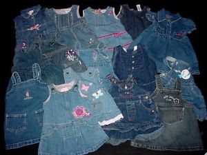 15 Pcs Used Baby Girl Denim Dresses 6 9 Months Spring Summer Clothes Lot