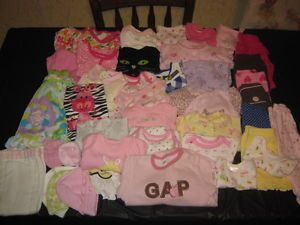38 PC Lot Infant Baby Girl Clothes Newborn 0 3 Months Baby Gap Carters Old Navy