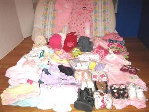 Newborn Baby Girl Clothes 0 6 Months Complete Layette 135 PC Huge Lot 