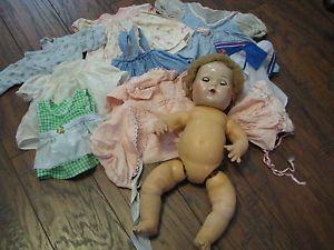 Vintage Effanbee DY Dee Doll Drink Wet Baby Doll A Wardrobe of Clothes