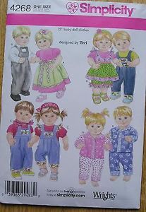 Simplicity 4268 15" Baby Doll Clothes Sewing Pattern