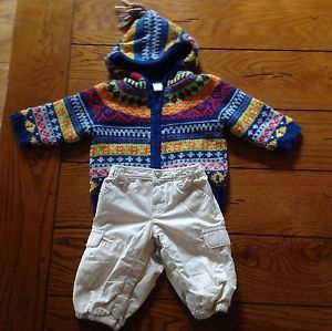 Boys Baby Gap Clothes Size 3 6 Month 2 Piece Set Sweater Lined Pants