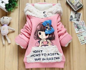 Pink Baby Girls Tops Kids Fleece Hoodies Sweatshirt Coat Clothing 2 6Year NS06