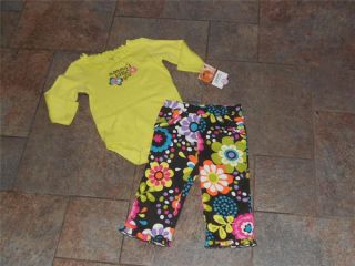 Carters 2 PC Mommy's Little Girl Flowers Green Outfit 3 6 9 Months