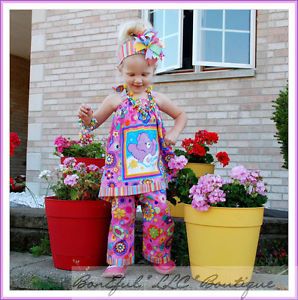 BonEful RTS Boutique Baby Girl Birthday Care Bear New Halter Top Pants Set 2 3 4
