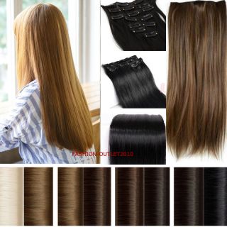 Salon Pro Synthetic Full Head Hairpiece Clip in Hair Extensions Any Colors Lengt