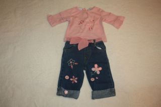 Cradle Togs Baby Infant Girl Outfit Jeans Pink Top 3 6M