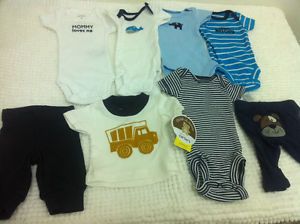 8 Pcs Carters Preemie Premature Baby Boy Bodysuits Pants Reborn Doll Clothes