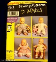 Simplicity 7071 Three Sizes Baby Doll Clothes Patterns