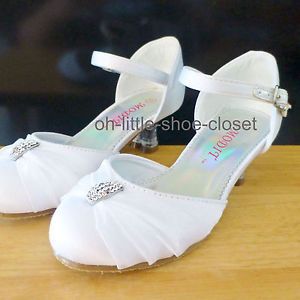 Baby Toddler White Pageant Crowning Flower Girls Dress Dance Shoes Size 10 11