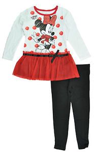 Disney Toddler Girls White Red Black Minnie Mouse Legging Set Size 2T 3T 4T