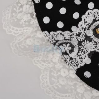 Pet Dog Soft White Polka Dots Black Shirt Lace Collar Trim Coat Clothes Cute M