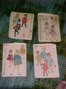 Lot of Vintage Sewing Patterns Children's 1960s Toddler Girl's Dresses Clothes