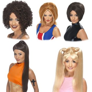 Spice Girl Wigs 1990s Fancy Dress Baby Sporty Ginger Blonde Pig Tails Black Wigs