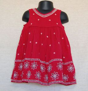 Baby Gap Capetown Red Floral Gauze Dress Size 18 24 Months Girl Summer Clothes