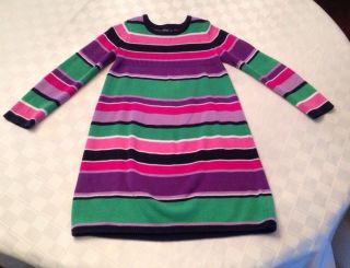 Baby Gap Toddler Girls 4T 5T Striped Sweater Dress Cotton Pink Purple Green