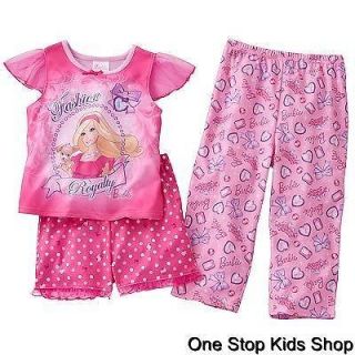 Barbie Doll 2T 3T 4T Toddler Girls Pajamas PJs Set Shirt Shorts Pants
