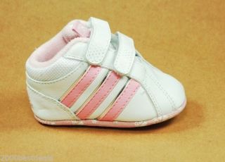 Adidas New Born Baby Girls Liladi Crib White Pink Shoes Velcro Straps G13984