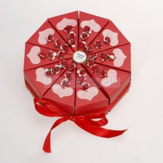 10x Wedding Favor Boxes Red Cake Slice Box Bridal Shower Centerpiece Shiny Heart