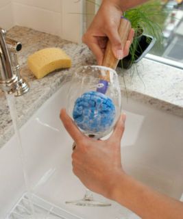Full Circle Crystal Clear Bamboo Glass Cleaner Sponge Dish Cleaning Brush