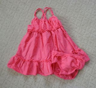 Infant Girls Old Navy Pink Cotton Ruffled Dress Bloomers Size 12 18 Months