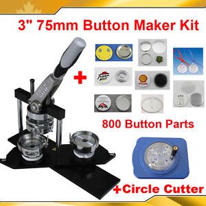 3" 75mm Metal Badge Button Maker Machine Circle Cutter 800 Button Supply Parts