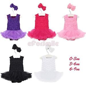 Newborn Baby Girl Infant Headband Romper Jumpsuit Tutu Flower Clothes Outfit Set
