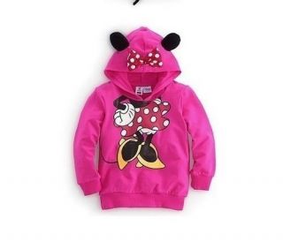 Fuchisa Baby Minnie Mouse Coat Outwear Hooded Tops Rose Red Clothes NO90