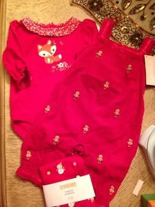 Gymboree Baby Girls Clothes Size 0 3 Months Winter Holiday Themed 3pc Overalls