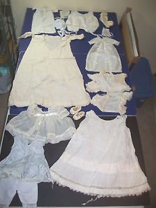 Lot Antique Vintage Baby Doll Clothes Infant Christenting Slips
