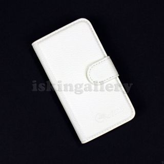 Luxury Magnetic Card Holder PU Leather Flip Case for Apple iPhone 4 4S Wht SG