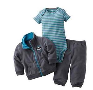 Carters Baby Boy Warm Clothes 3 Piece Set Gray Blue 3 6 9 12 18 24 Months