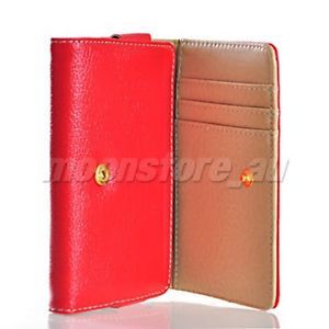 Red Leather Wallet Case Cover Card Pouch Accessory for Sony Ericsson Xperia X10
