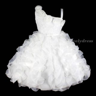 NW Flower Girl Princess Bridesmaid Wedding Pageant Party Dress White Sz 4 9 Q181