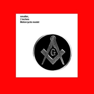 Masonic 2"Rnd Metal Black Motorcycle Auto Badge Emblem Mason Freemason Logo Gift