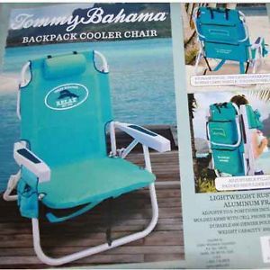 2 Tommy Bahama Backpack Cooler Beach Chairs Aqua Blue
