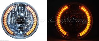 7" Halogen Motorcycle Amber LED Signal Halo Ring Light Bulb Headlight for Harley