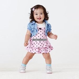 Etds Lovely Baby Girl's Kids Cute 2pcs Outfit Set Short Denim Jacket Dress 0 2Y