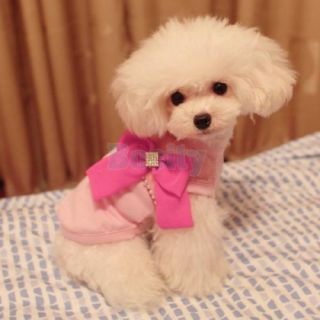 3X Fashion Pet Dog Puppy Sleeveless T Shirt Clothes Apparel Bowknot Decor Pink M