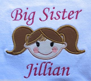 Custom Personalized Big Sister T Shirt Match Skin Hair Eye Colors Shower Gift
