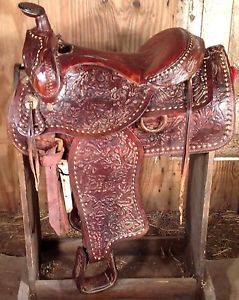 16 inch Seat Western Buckstitch Vintage Style Horse Riding Saddle