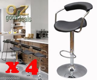 4X Modern PVC Leather Swivel Bar Stool Kitchen Chair Gas Lift Chrome Black 19