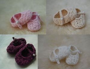 Lovely Hand Crocheted Baby Girl Shoes